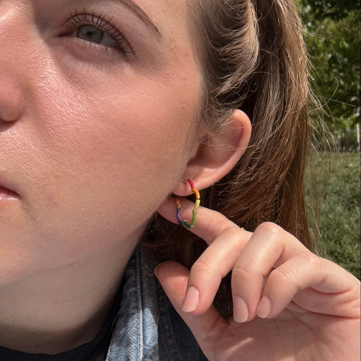 Weekend Vibes Enamel Rainbow Hoops