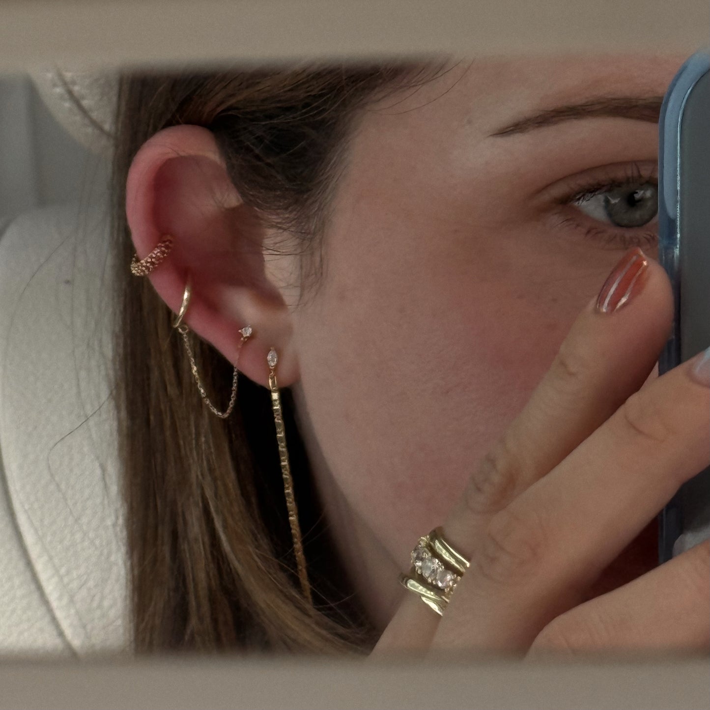 Stud with Chain Ear Cuff