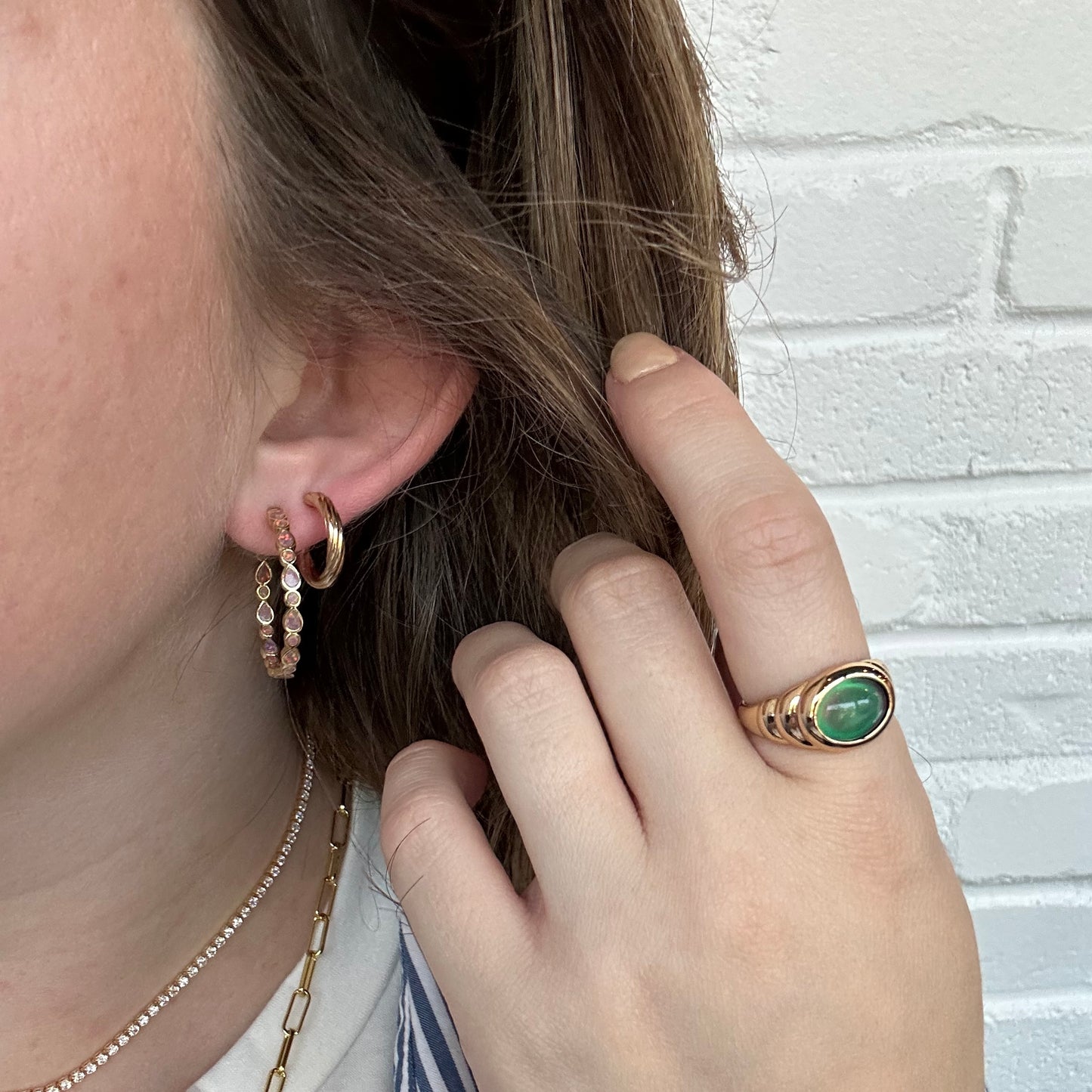 10th Birthday 1" Isla Hoop Earrings in Fire Opal