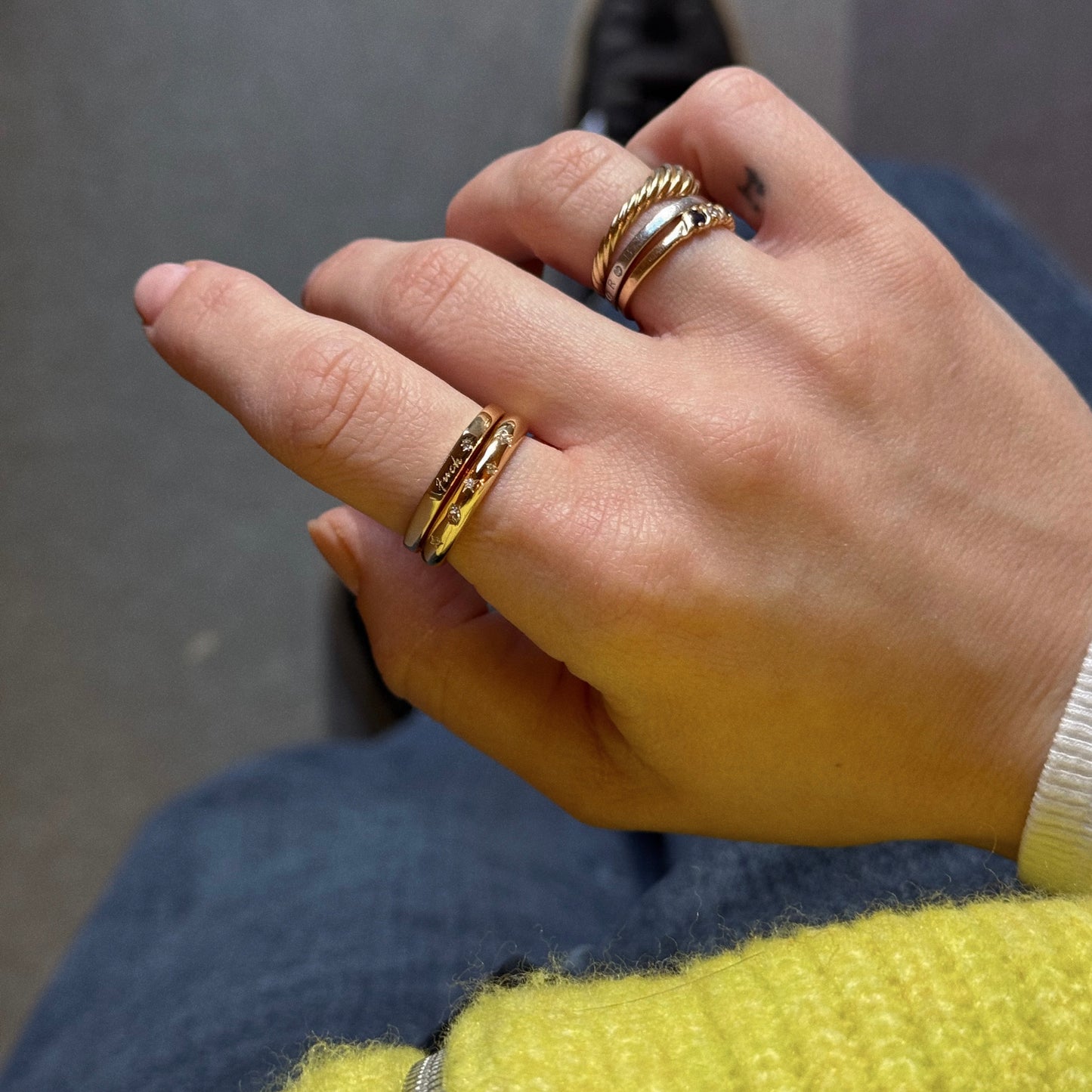 Tiny Fuck Bold Stacking Ring Set