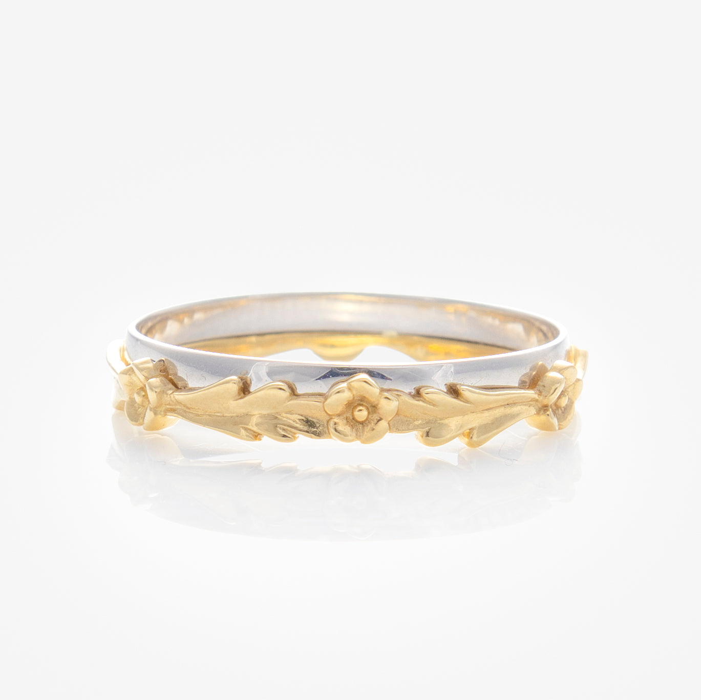 Solid Gold Mixed Metal Filigree Band