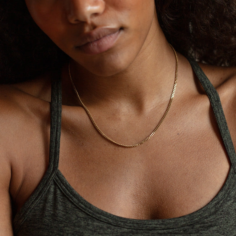 Vintage 9k Cuban Link Chain Necklace