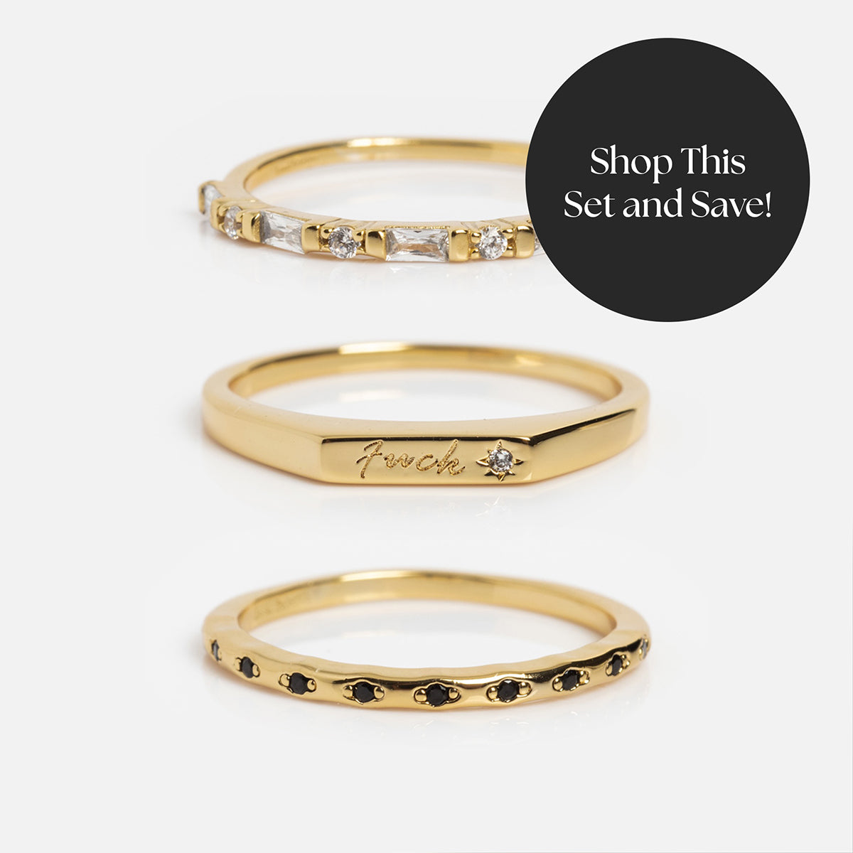 Tiny Fuck Stacking Ring Set
