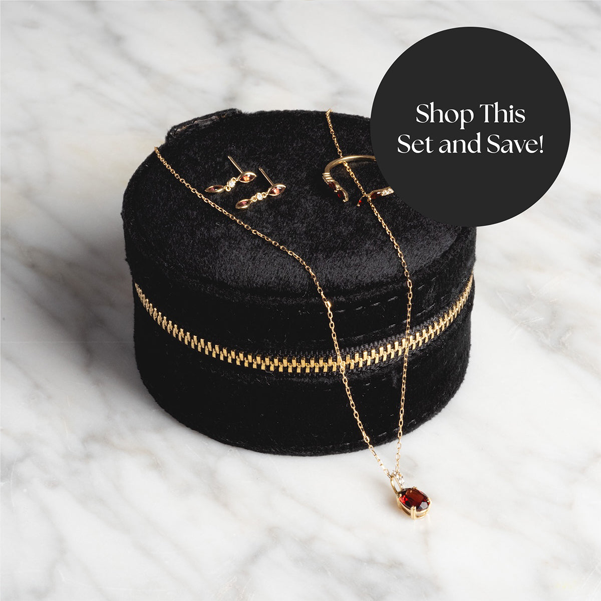 Solid Gold 2025 January Capsule Garnet Stacking Set with Free Gift