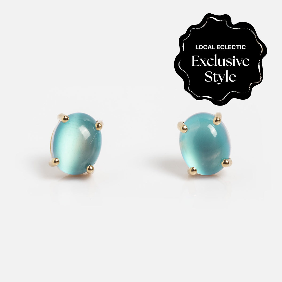 14k Blue Crush Cat's Eye Moonstone Studs