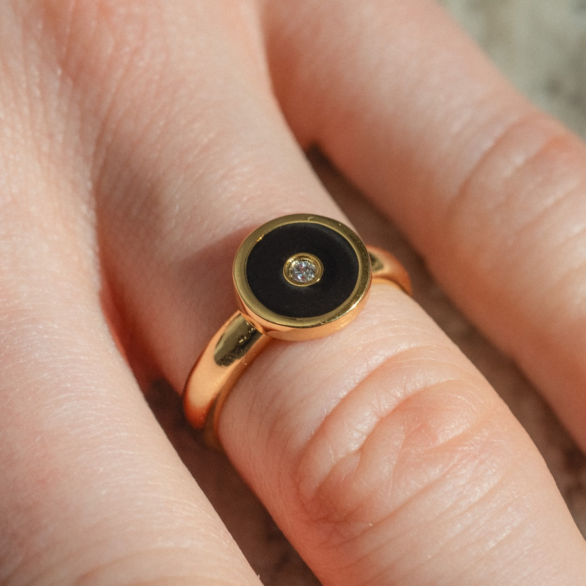 Balia Black Enamel Ring