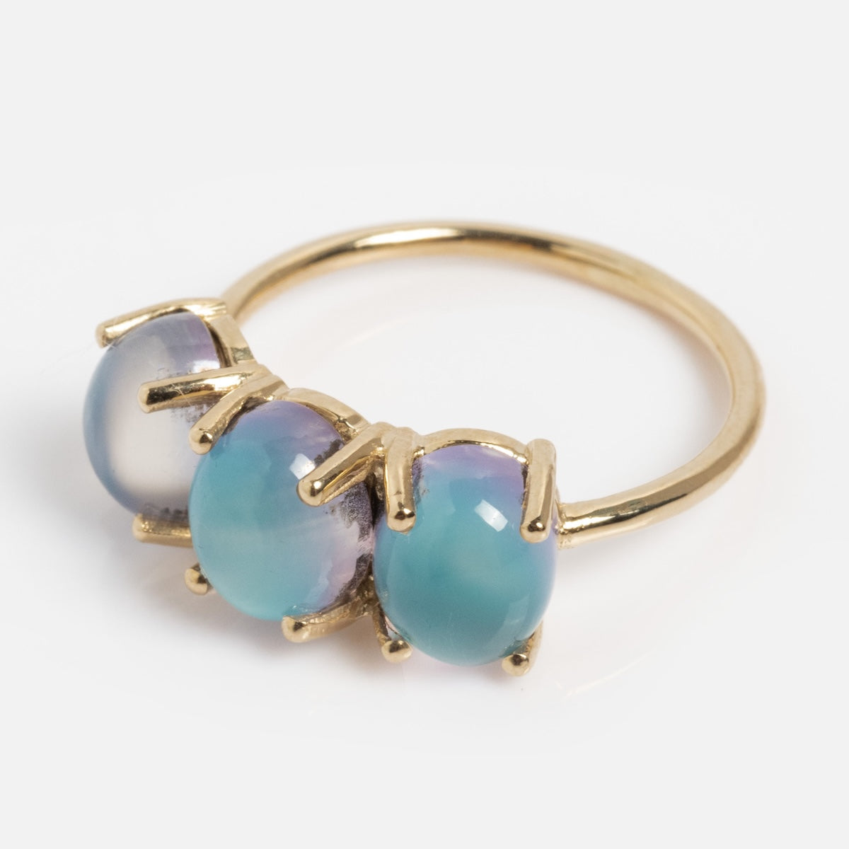 14k Blue Crush Cat's Eye Moonstone Baby Gumdrop Ring