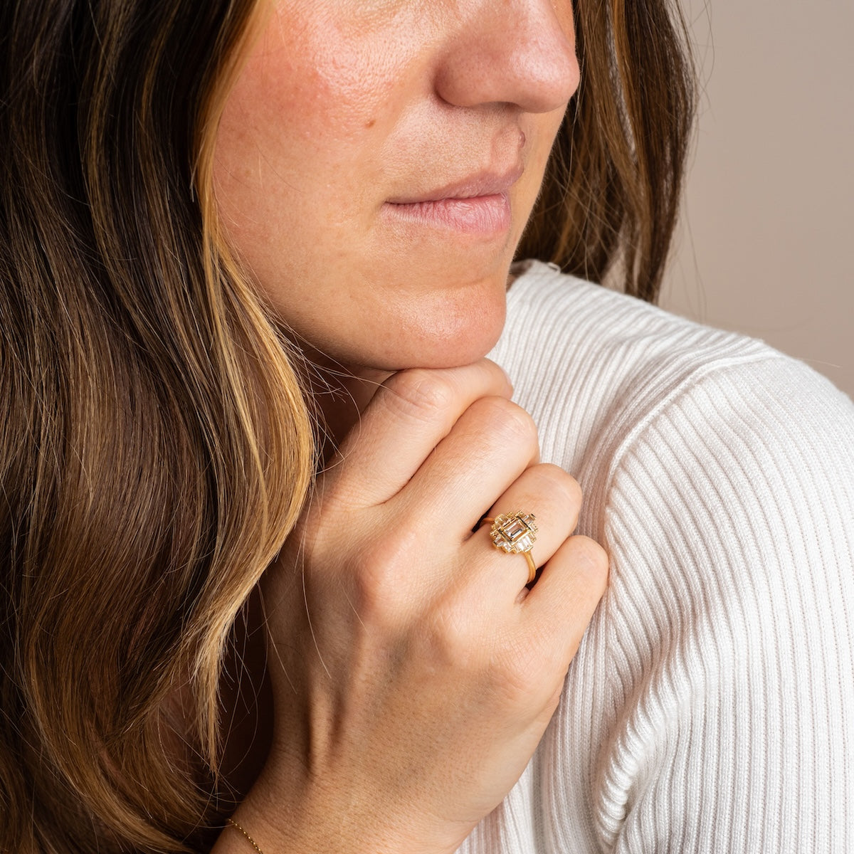 14k Vintage Inspired Art Deco Shield Ring