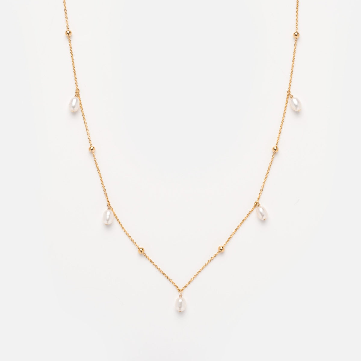 Solid Gold Pearl Droplet Necklace