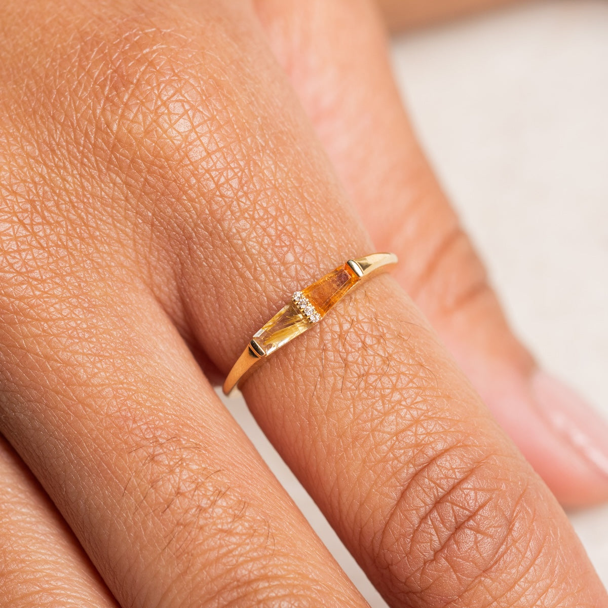 Solid Gold Toi et Moi East West Ring