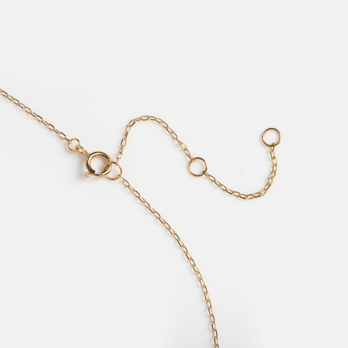 The Solid Gold 2025 March Capsule Classic Aquamarine Pendant Necklace features a delicate gold chain with a round clasp and extender rings, showcasing an elegant aquamarine pendant—the perfect March birthstone accessory displayed on a white background.