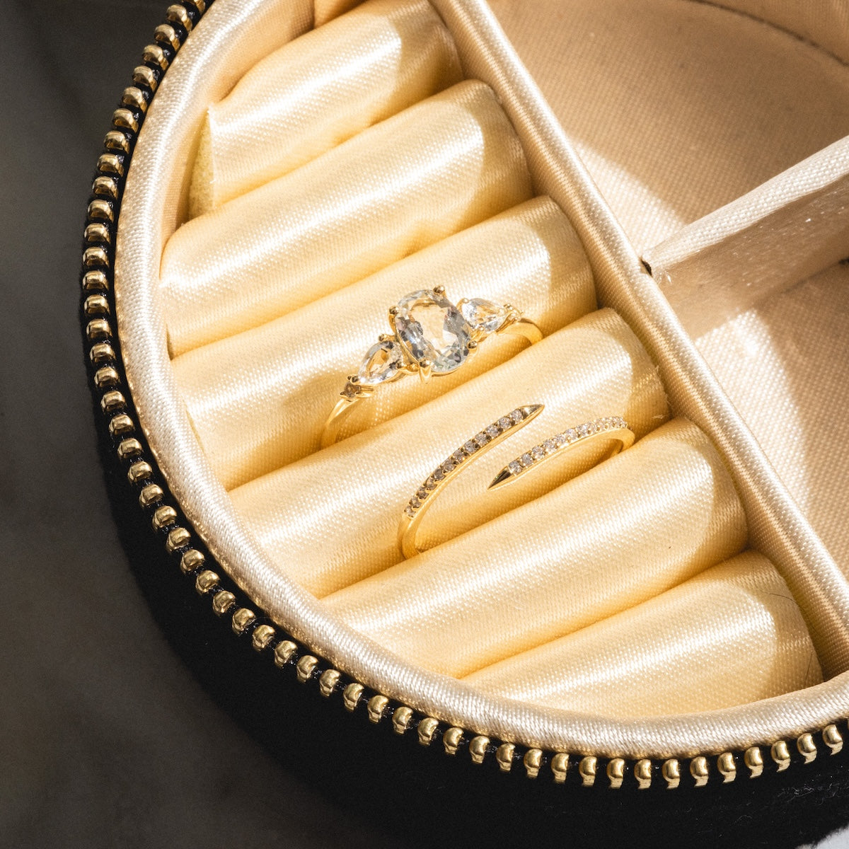 Solid Gold 2025 April Capsule White Topaz Ring Set with Free Gift
