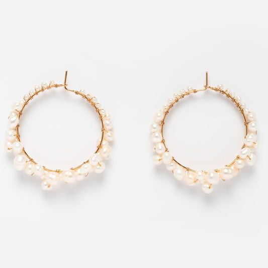 Cruz Pearl Hoop Earrings