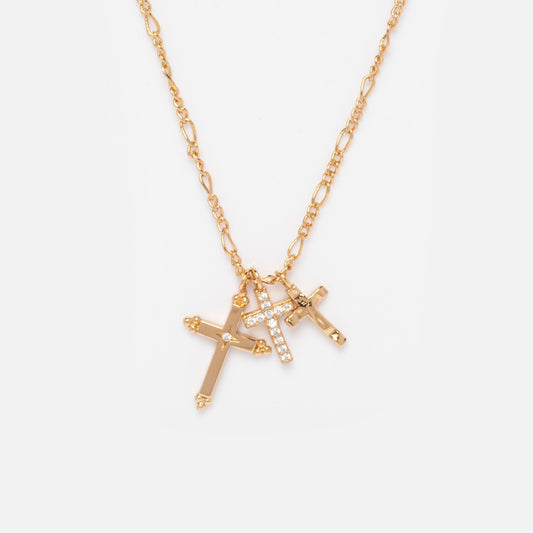 Roman Cross Trio Necklace