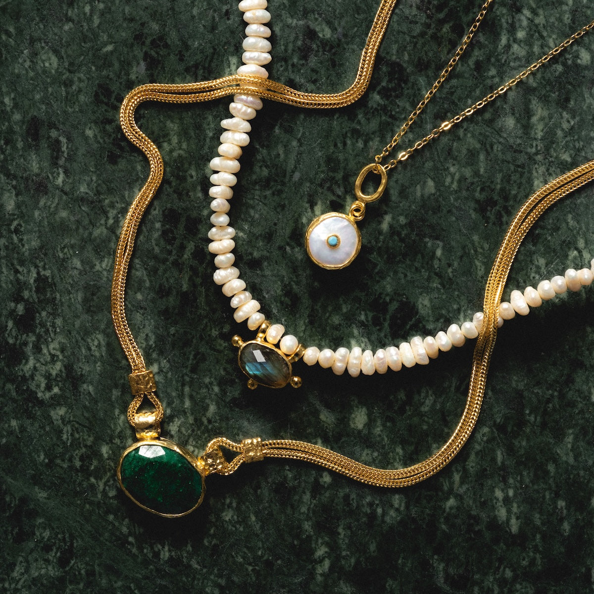 Daphne Emerald Chain Necklace
