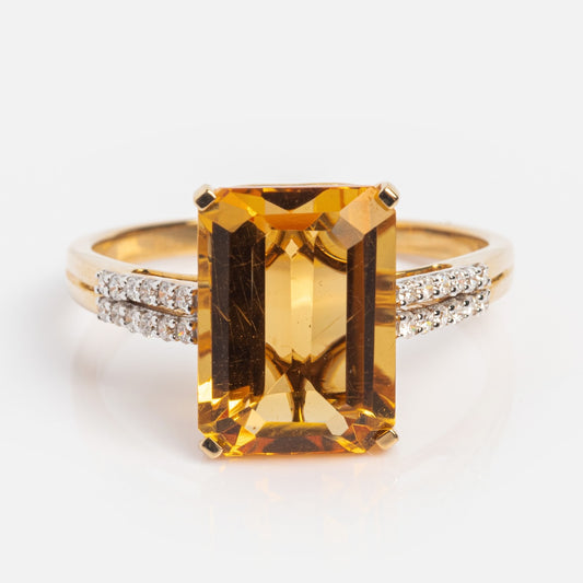 Solid Gold North South Citrine Ring Sample Size 7