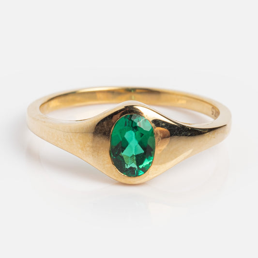 Solid Gold Bezel Emerald Ring Sample Size 7
