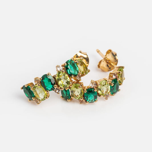 Solid Gold Peridot and Emerald Earrings Sample