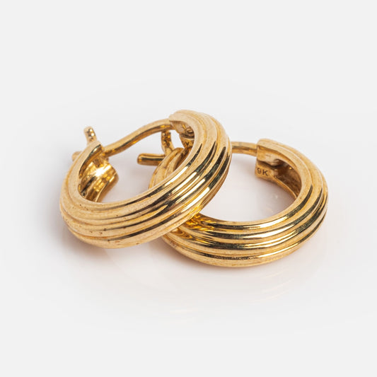 Solid Gold Chunky Ribbed Twisted Hoops Sample