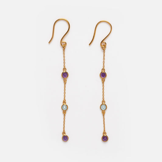 Solid Gold Purple Drop Earrings Sample