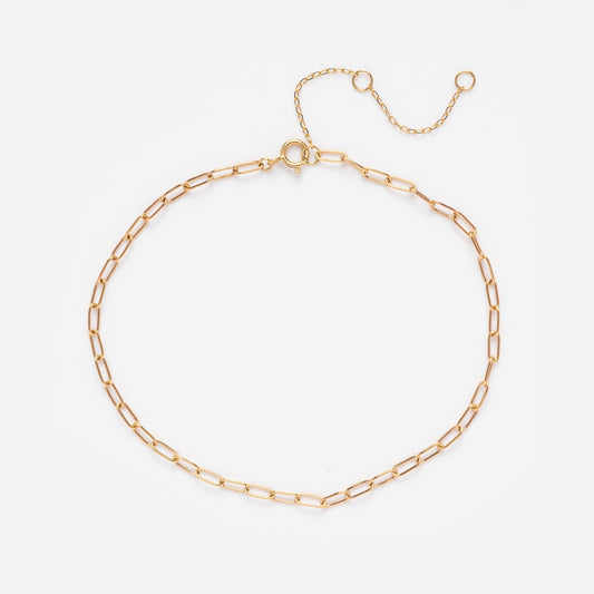 Solid Gold Paperclip Anklet Sample