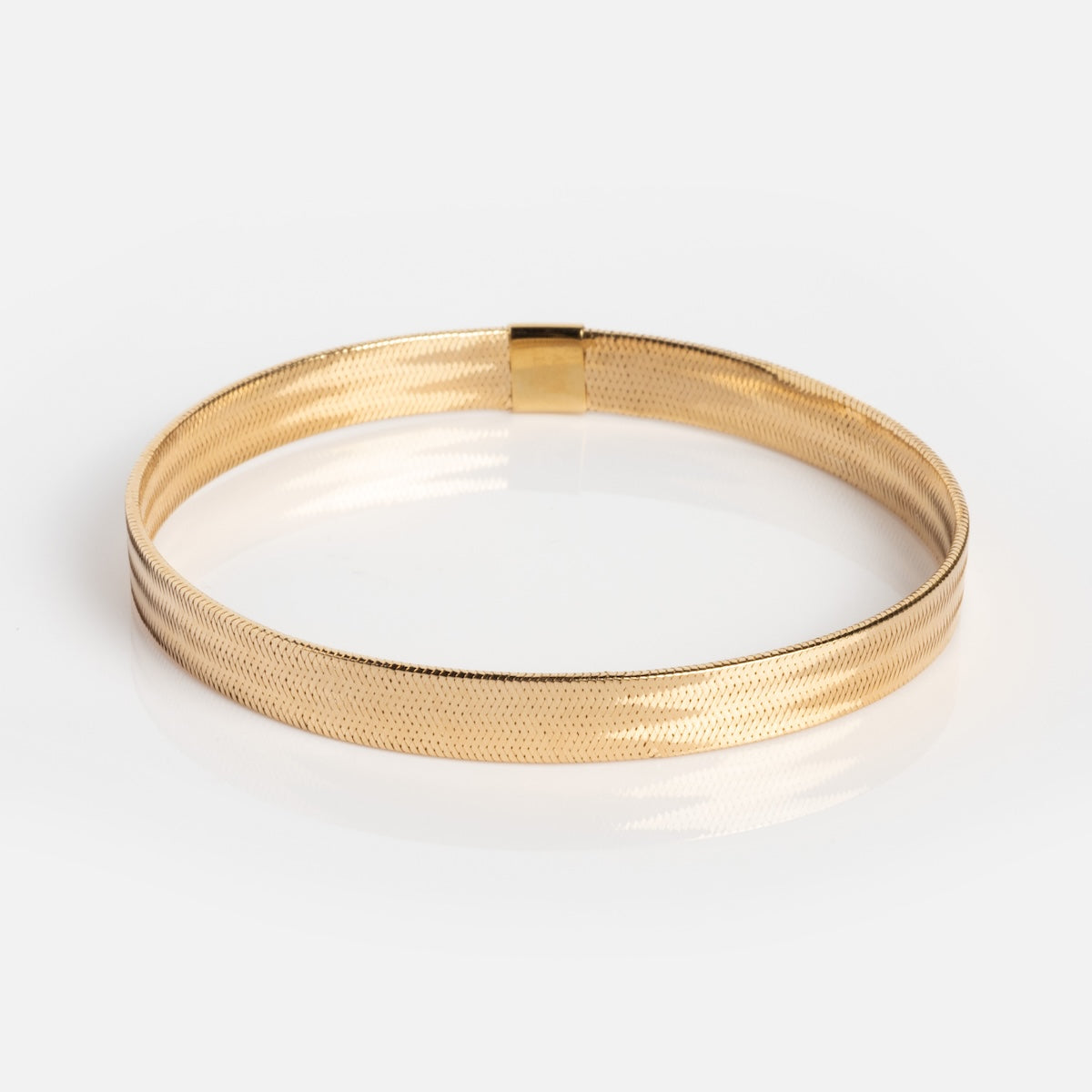 Family Gold Solid Gold Bold Mesh Bracelet on white background