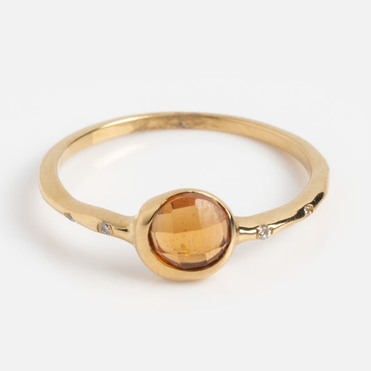 Solid Gold Orange Garnet and Diamond Dusk Ring