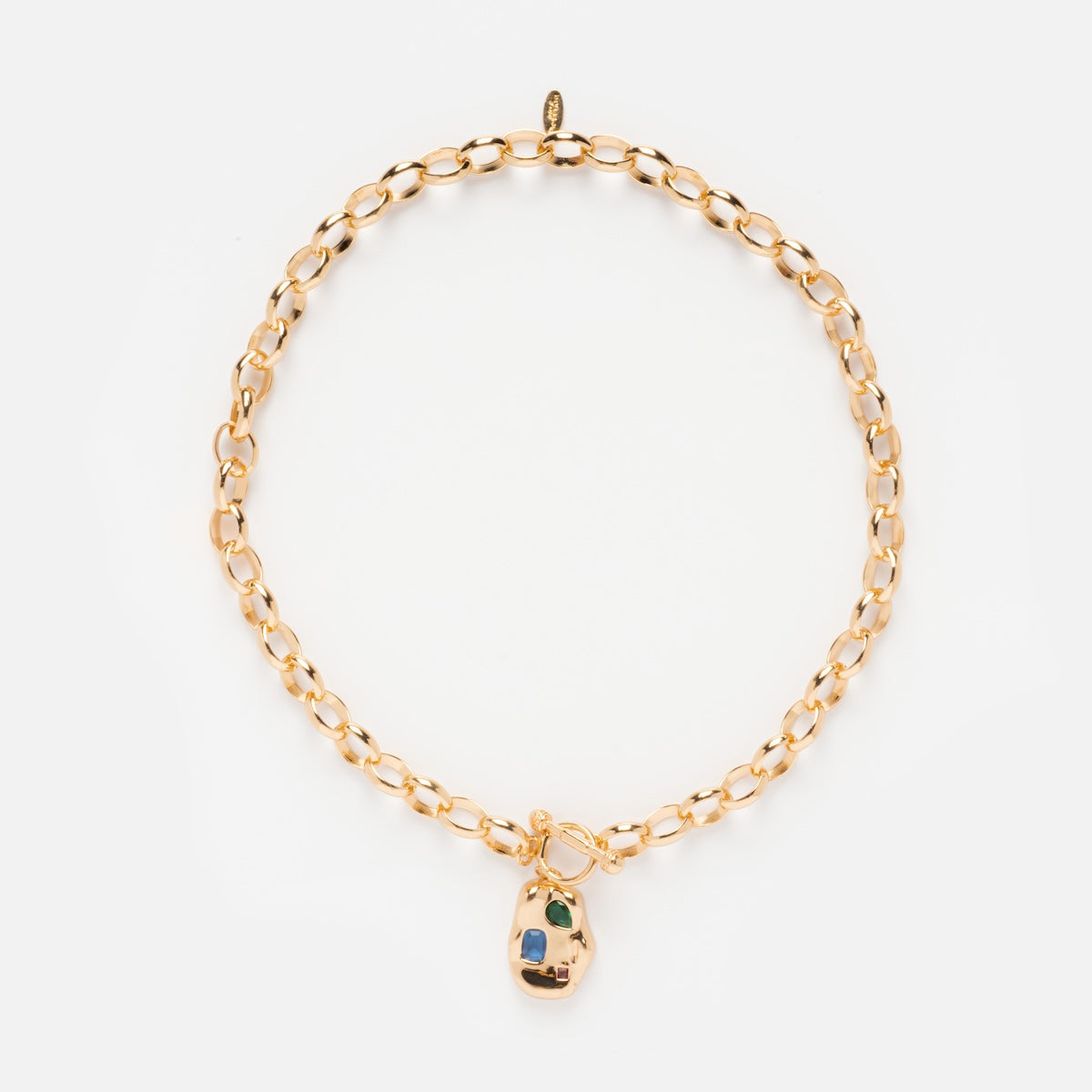 Rainbow Crystal Nugget Toggle Necklace