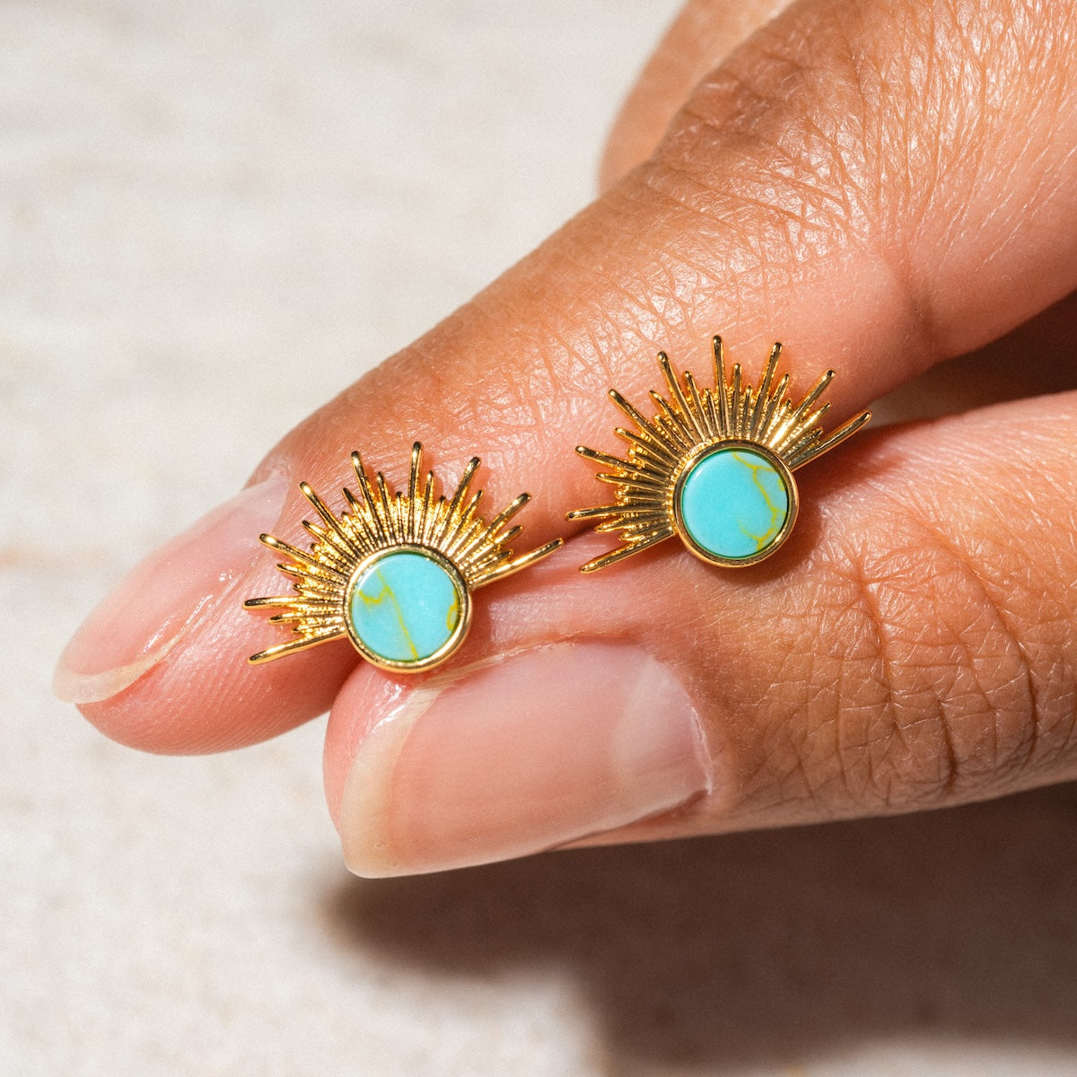 Turquoise Sunburst Studs