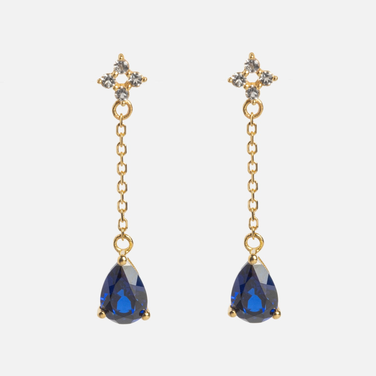 Solid Gold September Classic Sapphire Drop Earrings | Local