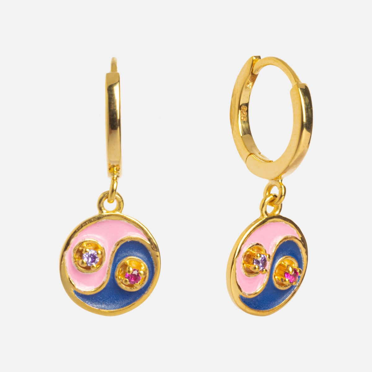 Yin Yang Huggie Hoops