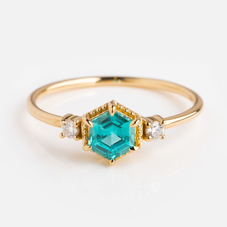 14kt Gold Oceanic Moissanite Ring