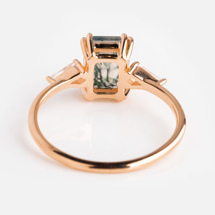 9kt Rose Gold Moss Agate and Topaz Annabelle Ring
