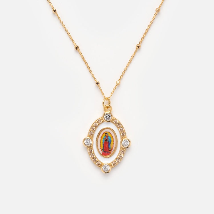 Guadalupe White Enamel Necklace