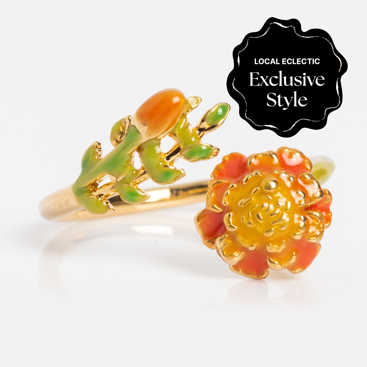 Blooming Color Adjustable Enamel Birth Flower Ring