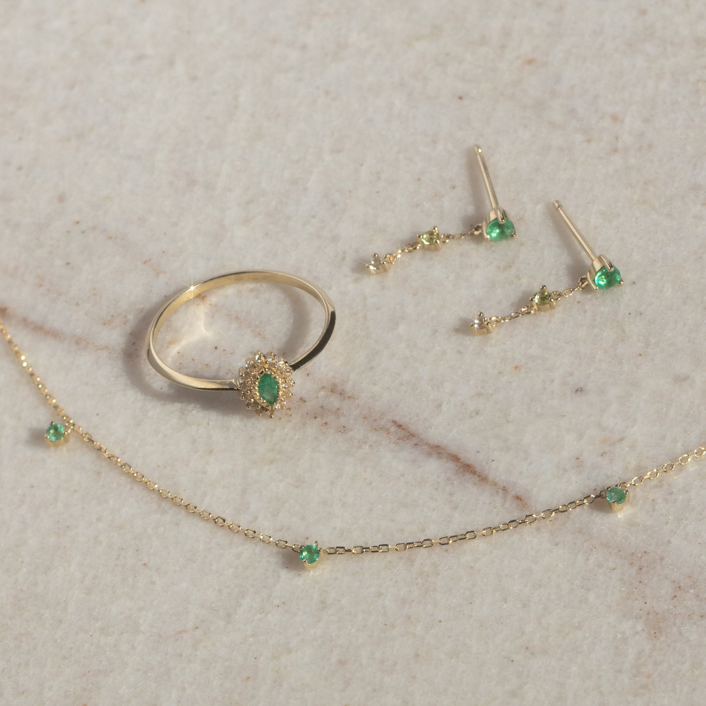 Solid Gold May Capsule Emerald Charm Necklace