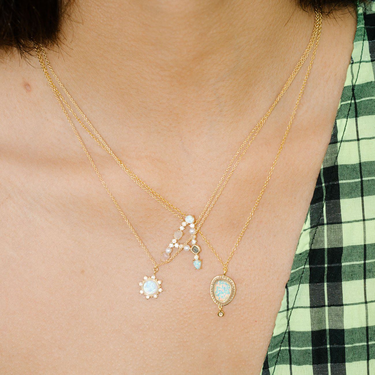 Opal Monogram Pendant necklaces Tai Jewelry 