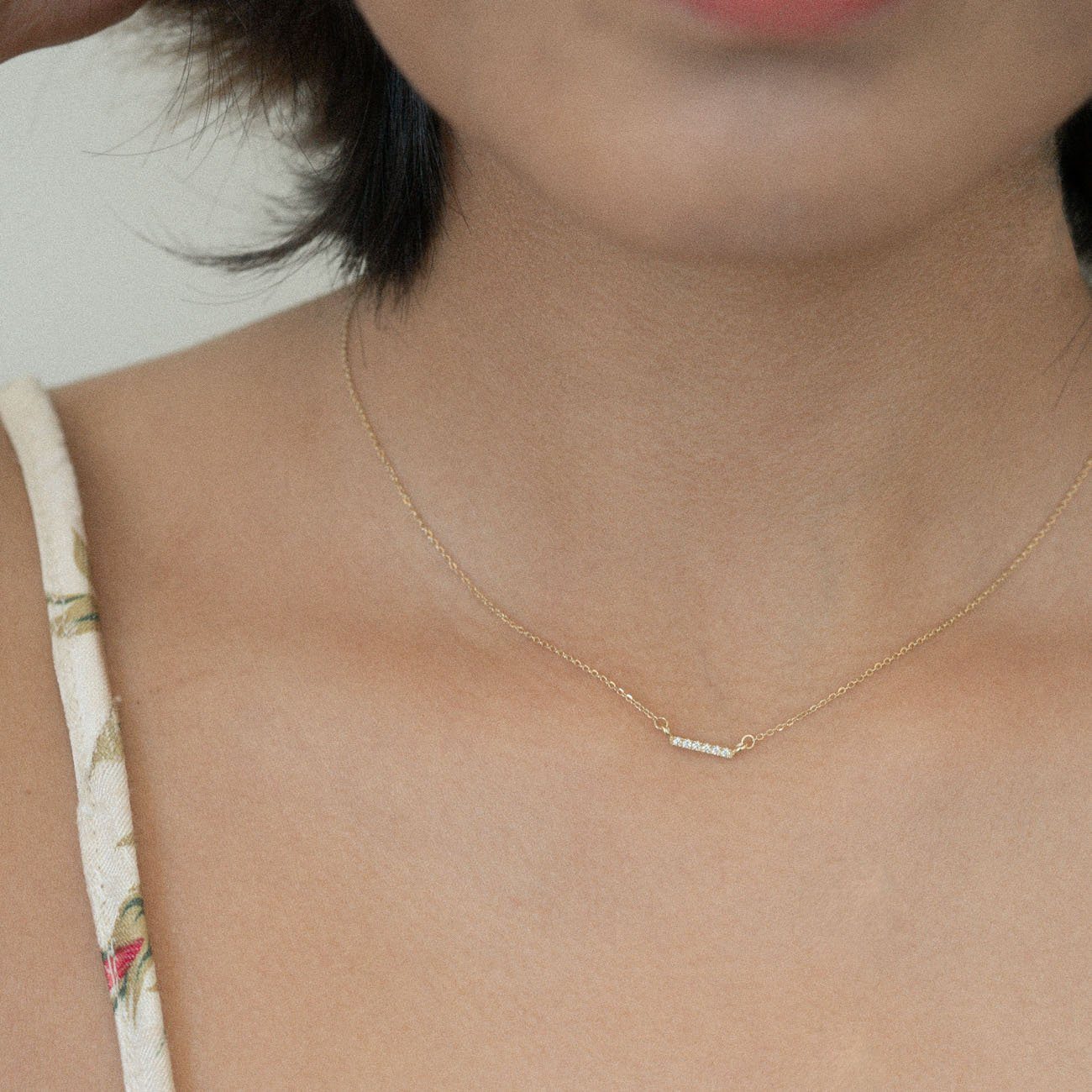 Local Eclectic Diamond Gold Bar Necklace