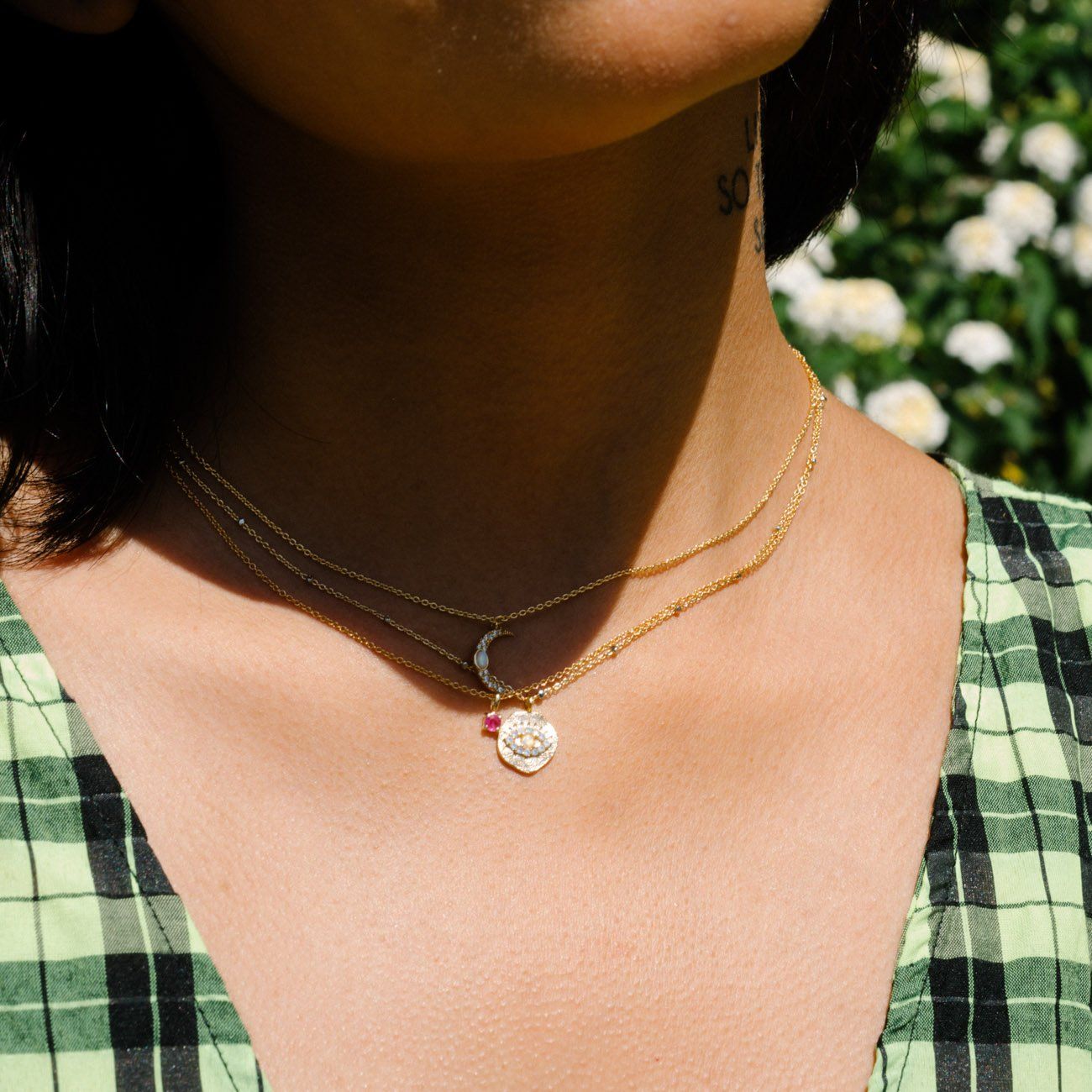 Daydreamer Evil Eye Necklace with Opal necklaces Joy Dravecky