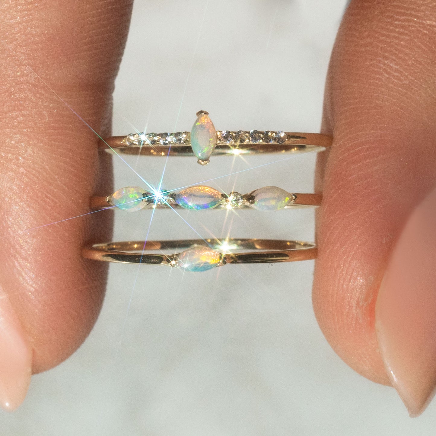 Solid Gold Simple Opal Band