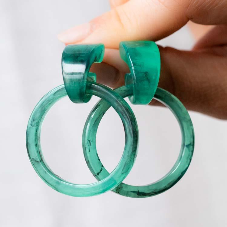 Milly Hoops in Jade earrings Casa Clara