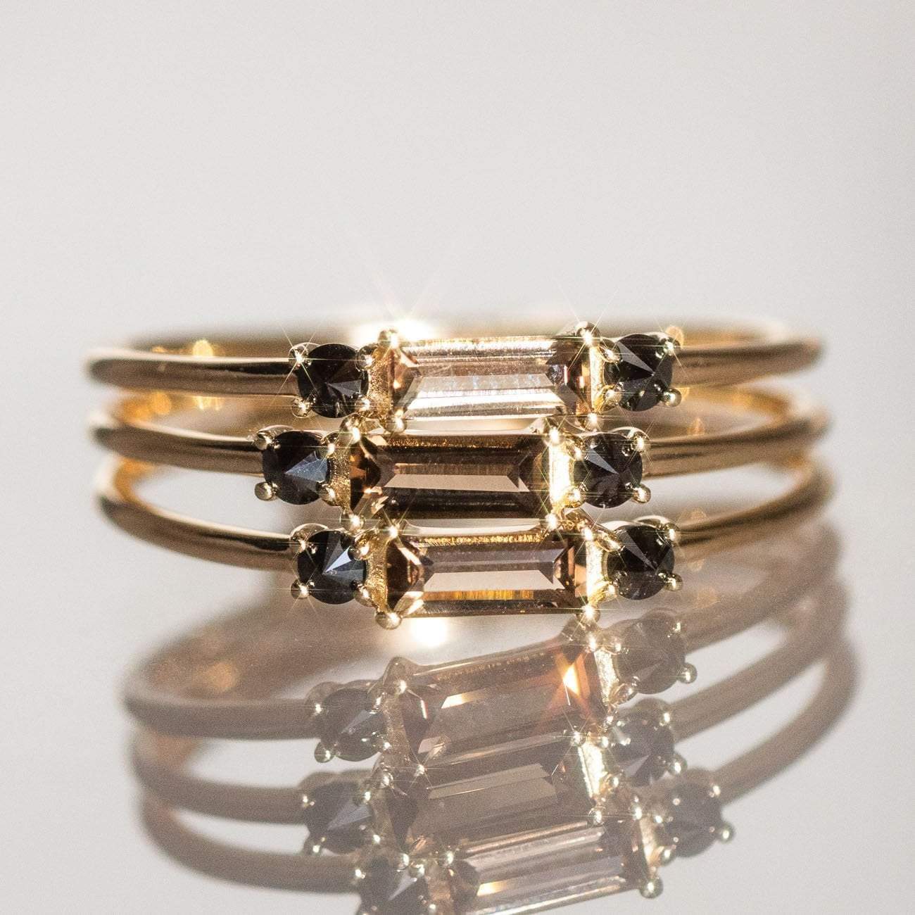 smokey quartz baguette ring