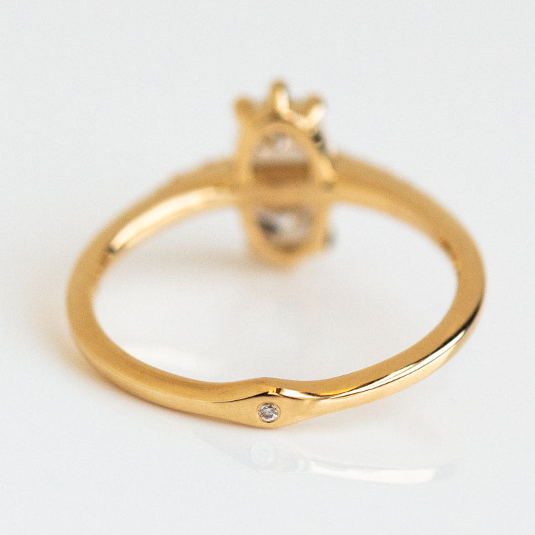 Two Stone Engagement Ring with Half Moon Cut Diamonds unique modern yellow gold solid fine jewelry artemer