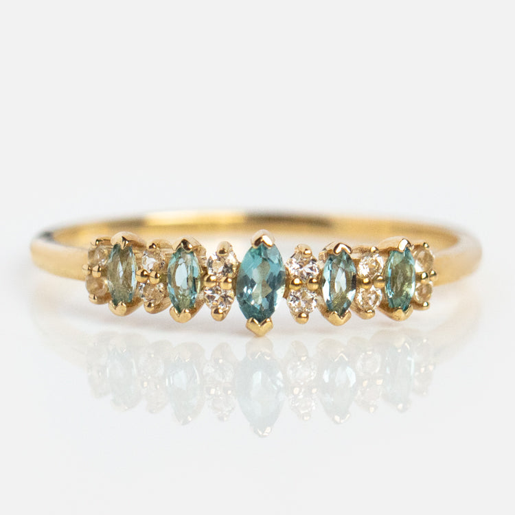 Solid Gold Something Blue Topaz Ring