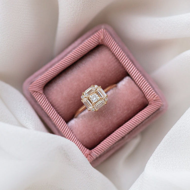 14k Vintage Inspired Art Deco Engagement Ring unique solid yellow gold fine jewelry carried jewels