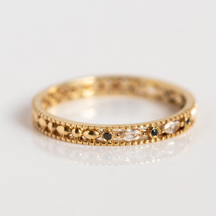 14k Ornate Black Diamond Band