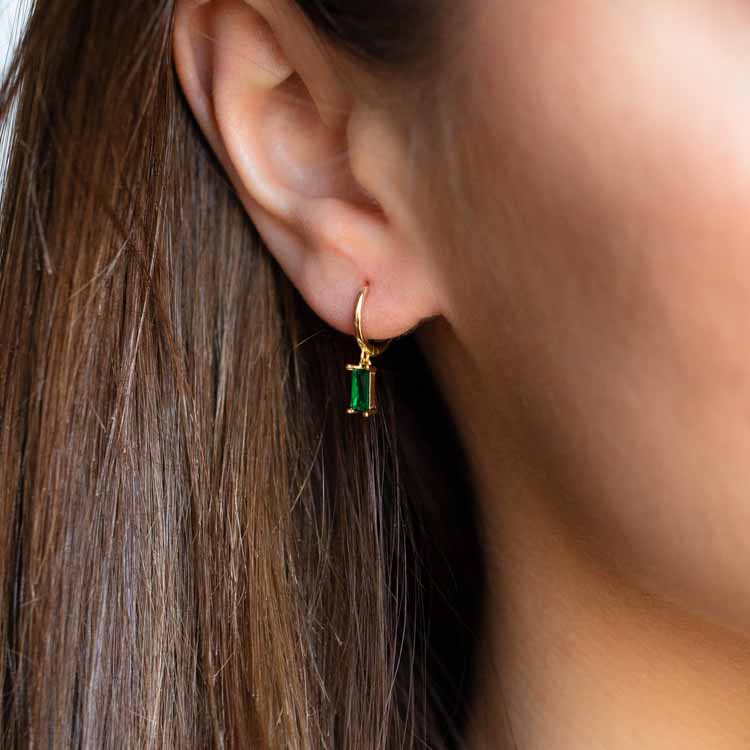 Lauryn Hoops in Jade minimal modern yellow gold jewelry