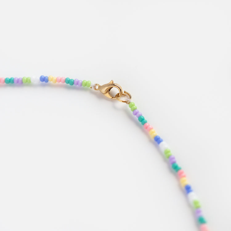 Ballet Pastel Stripe Beaded Bow Necklace