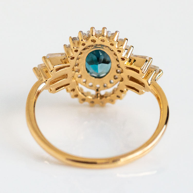 Luxe LPT and White Topaz Ring yellow gold statement vintage inspired carrie elizabeth jewelry