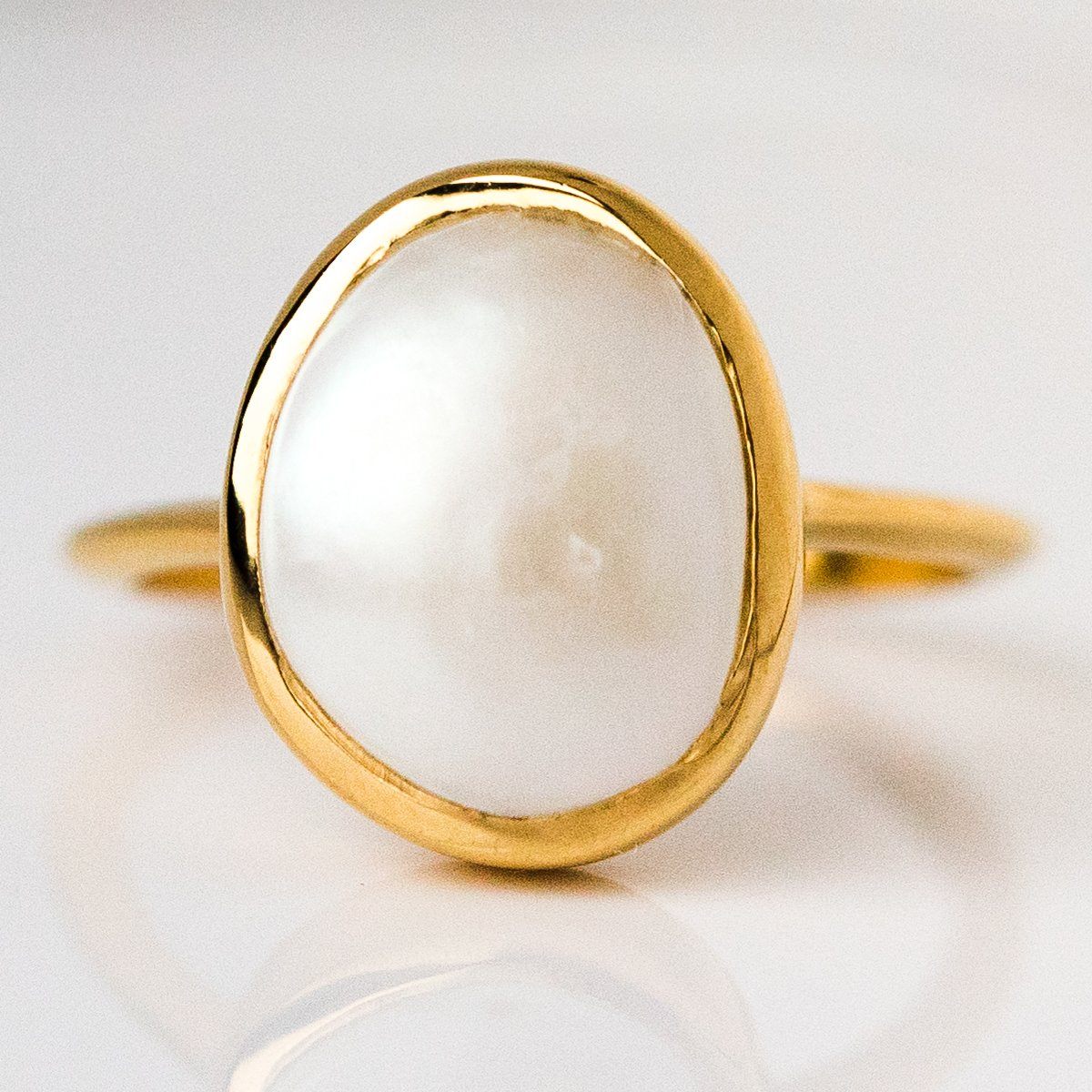 8 carat gold single pearl ring – The Gold Report Amsterdam
